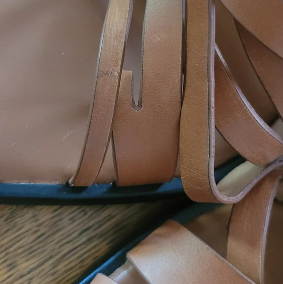 Jeffrey Campbell "Impulsive" Tan Strappy Heels With Bronze Metal Heel - Picture 8 of 8